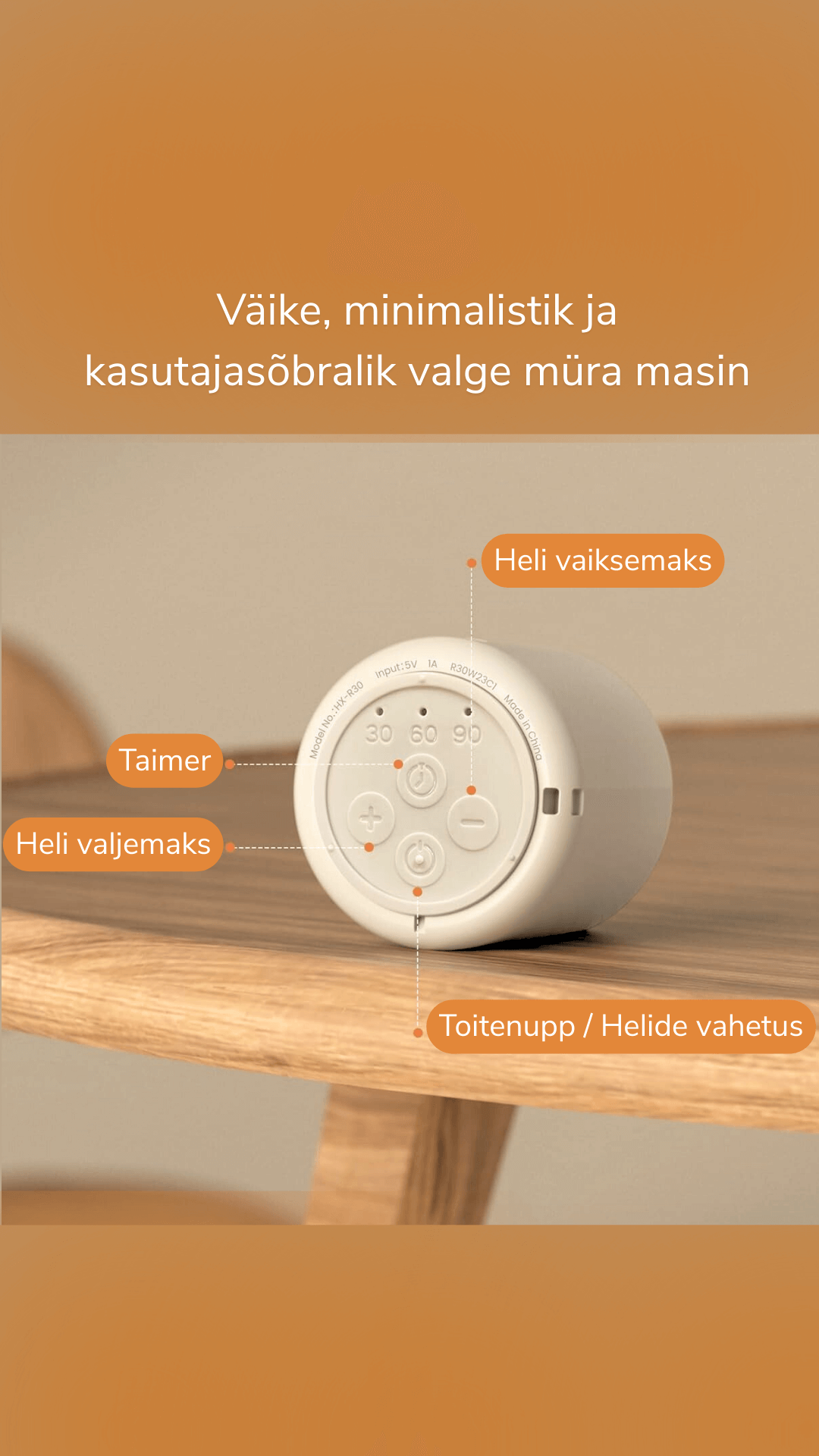 Kompaktne valge müra masin