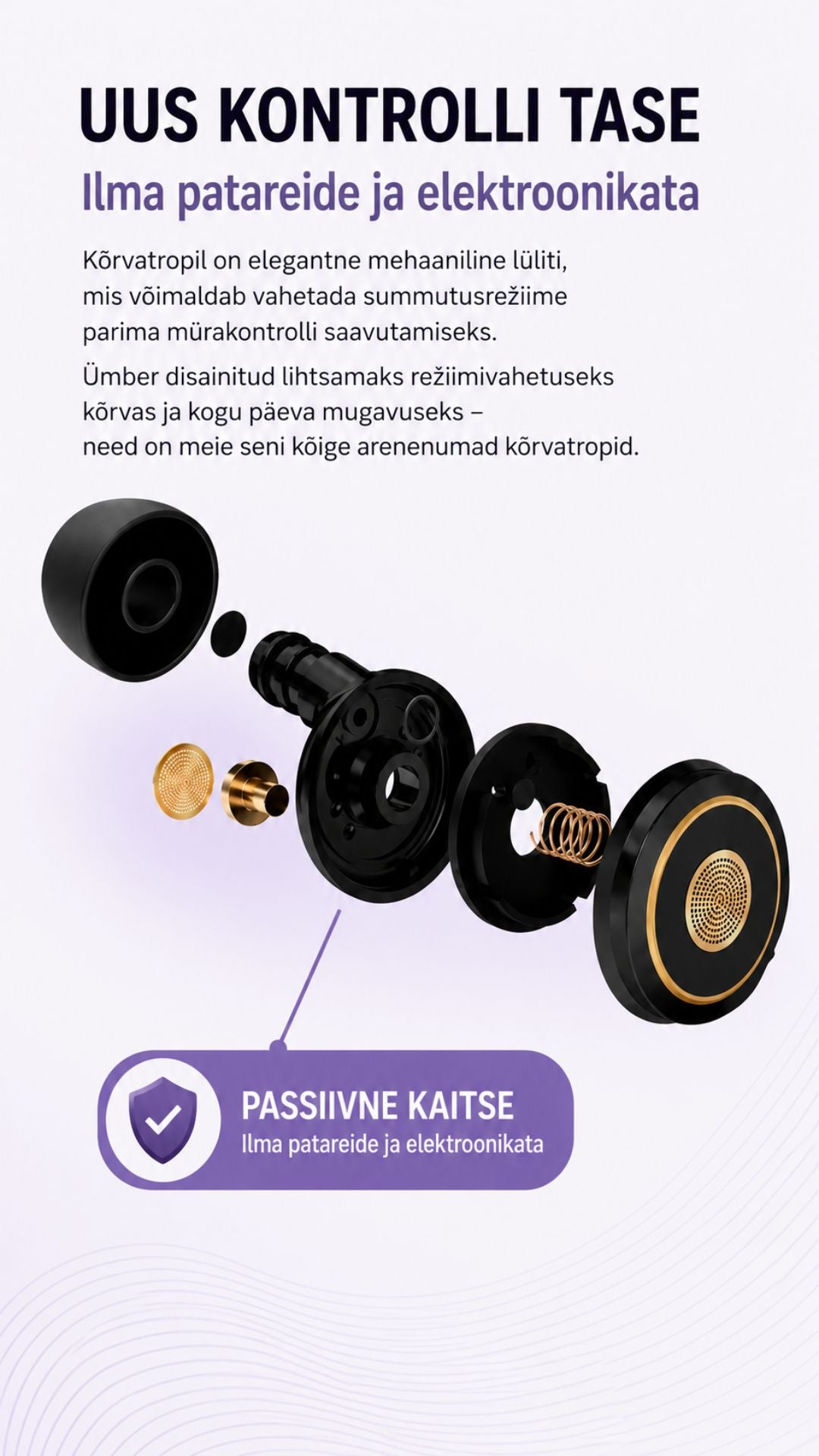 "TUNE" kolme režiimiga müra vähendavad kõrvatropid